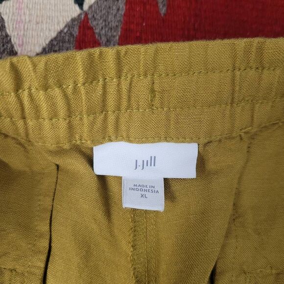 J.Jill Mustard Yellow Linen Rayon Pant Sz XL Tapered Relaxed Pull On Beachcomber - Picture 3 of 7
